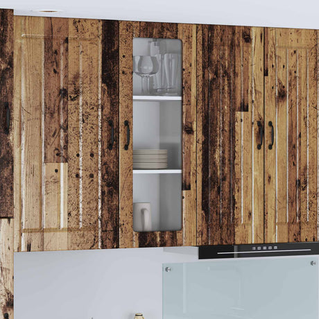 Vidaxl wandglas cabinet lucca oud hout 40 x 31 x 100 cm bewerkt hout