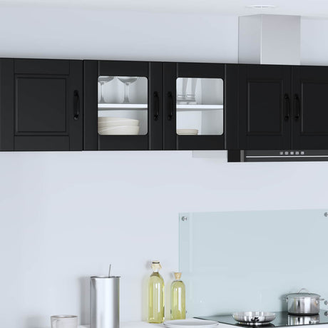 Vidaxl wand glas kasten porto zwart 80 x 31 x 40 cm bewerkt hout