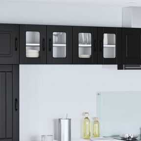 Vidaxl wandglas cabinet porto 2 st zwart bewerkt hout