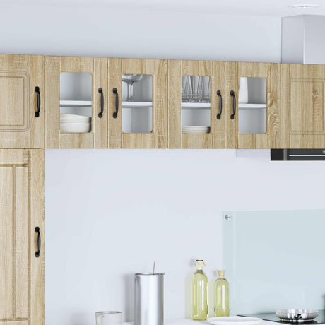 Vidaxl wandglas cabinet porto 2 st sonoma eiken bewerkt hout