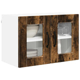 Vidaxl wandglas cabinet porto 2 st gerookt eiken bewerkt hout