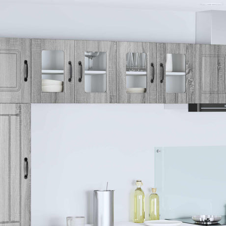 Vidaxl wandglas cabinet porto 2 st grijs sonoma bewerkt hout