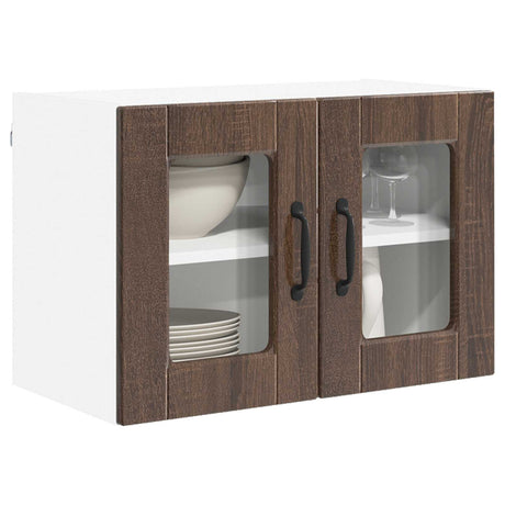 Vidaxl wandglas cabinet porto bruin eiken 60 x 31 x 40 cm bewerkt hout
