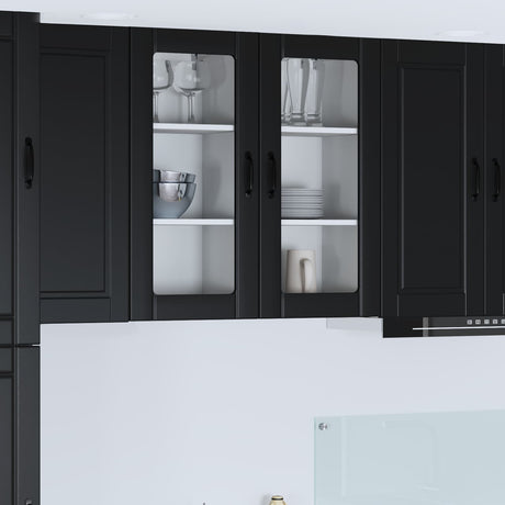 Vidaxl wandglas cabinet porto zwart 40 x 31 x 80 cm bewerkt hout
