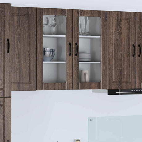 Vidaxl wandglas cabinet porto bruin eiken 40 x 31 x 80 cm bewerkt hout