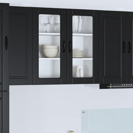 Vidaxl wandglas cabinet porto zwart 80 x 31 x 80 cm bewerkt hout