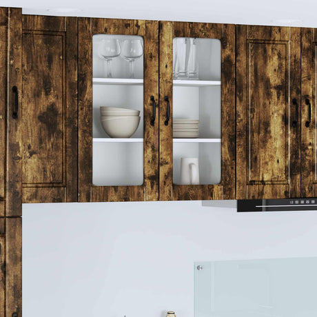 Vidaxl wandglas cabinet porto gerookt eiken 80 x 31 x 80 cm