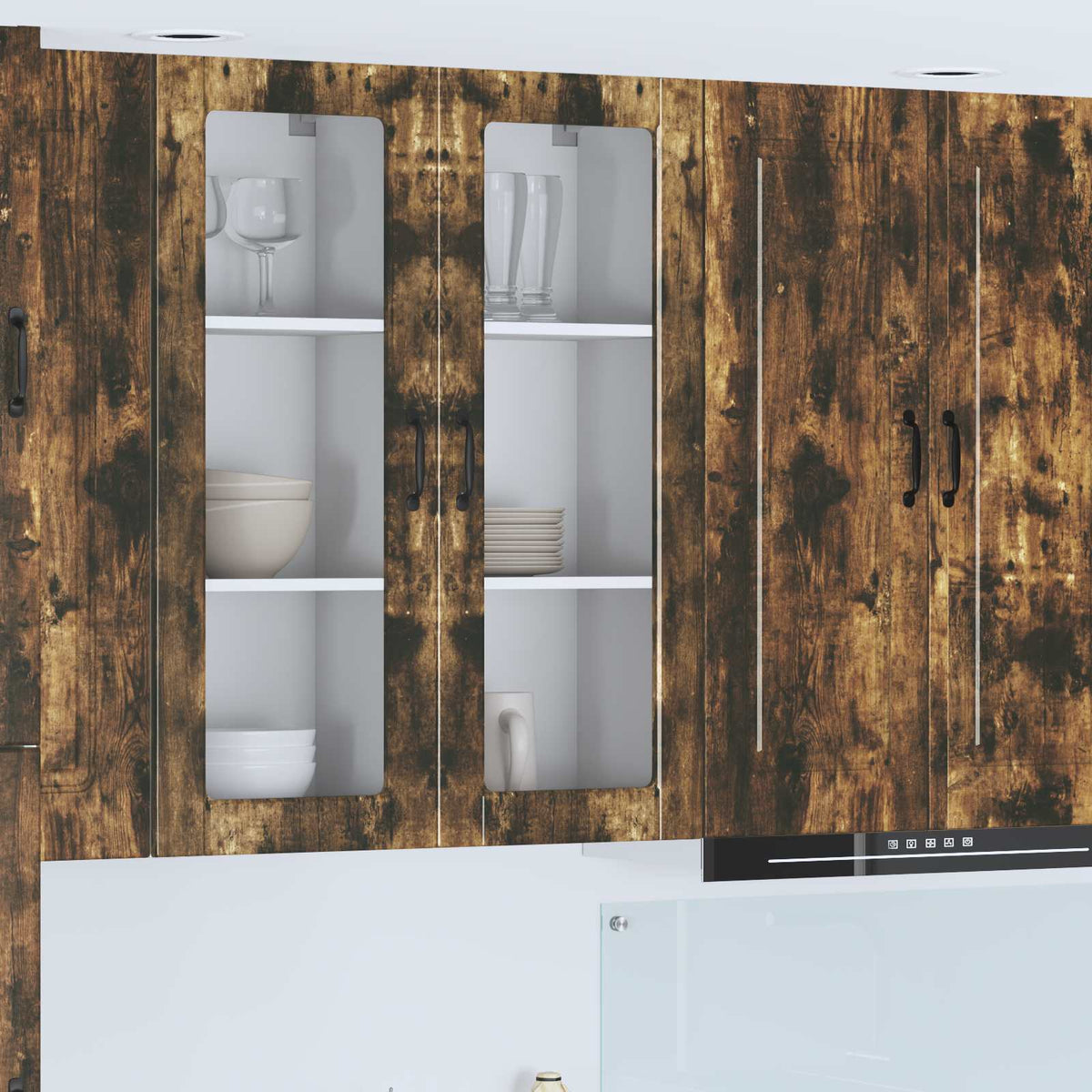 Vidaxl wandglas cabinet porto gerookt eiken 40 x 31 x 100 cm