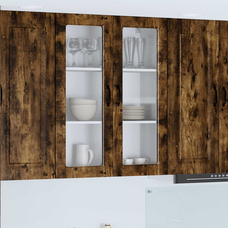 Vidaxl wandglas cabinet porto gerookt eiken 80 x 31 x 100 cm