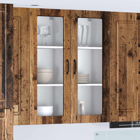 Vidaxl wandglas cabinet porto oudhout 80 x 31 x 100 cm bewerkt hout