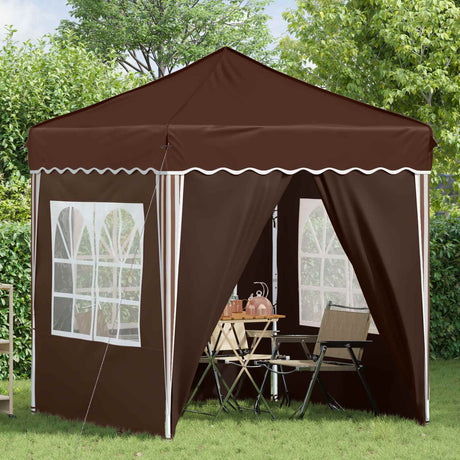 Vidaxl pop-up partytent 195 x 195 x 245 cm bruin oxford stof