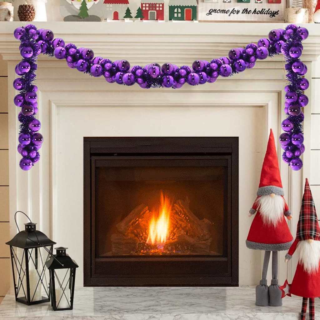 Vidaxl kerstbal guirlande led's lila 186 cm polystyreen