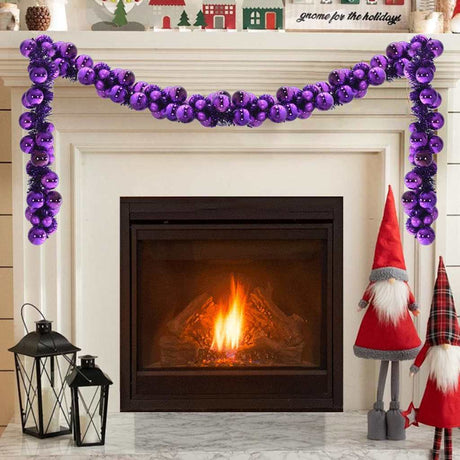 Vidaxl kerstbal guirlande led's lila 186 cm polystyreen