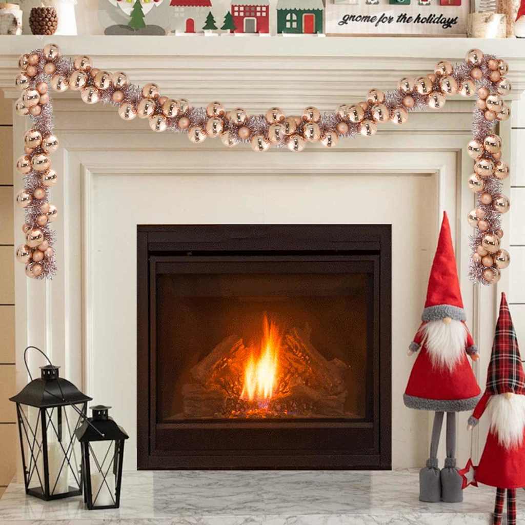Vidaxl kerstbal guirlande led's rose gold 186 cm polystyreen