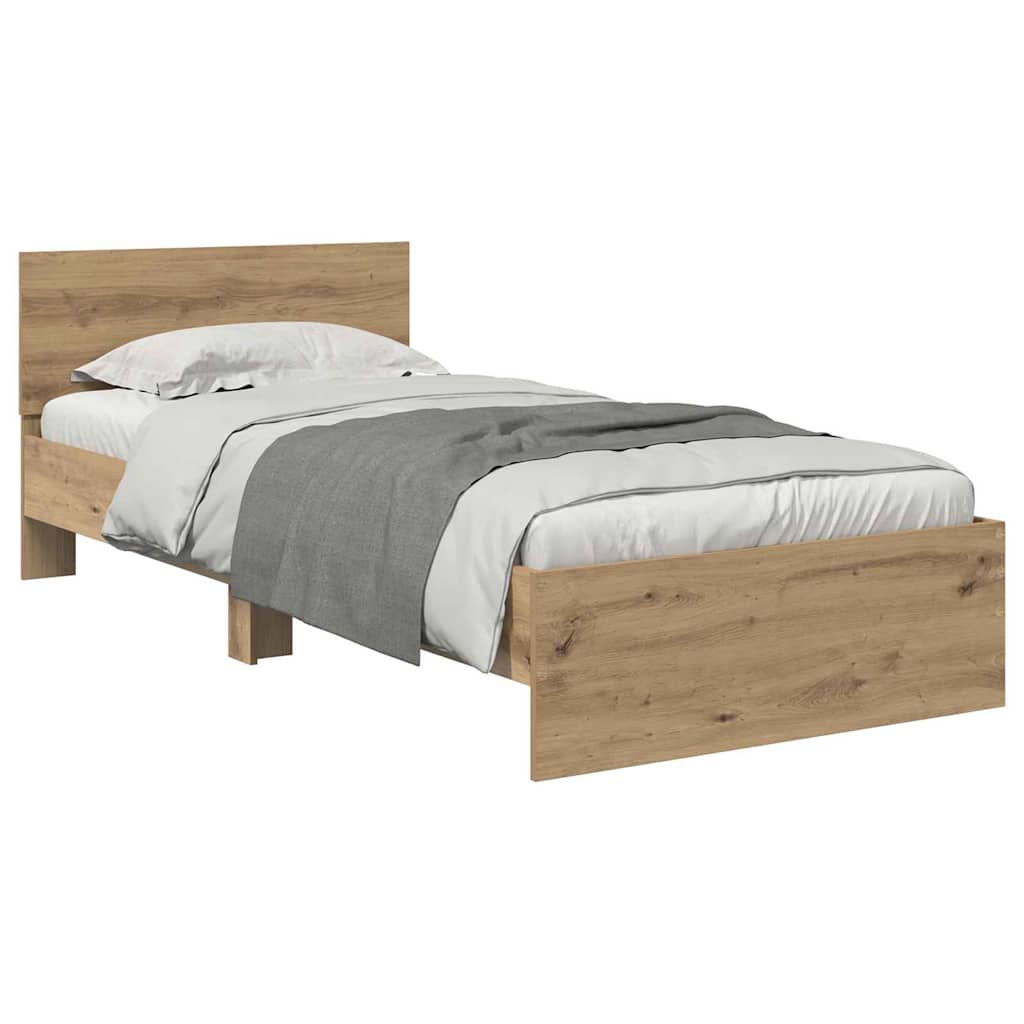 Vidaxl bedframe met hoofdeinde artisan eiken 100 x 200 cm bewerkt hout