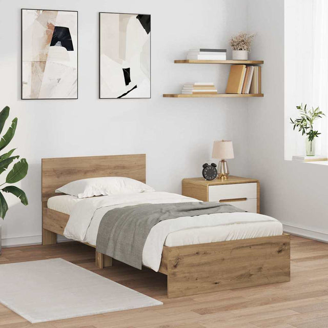 Vidaxl bedframe met hoofdeinde artisan eiken 90 x 200 cm bewerkt hout