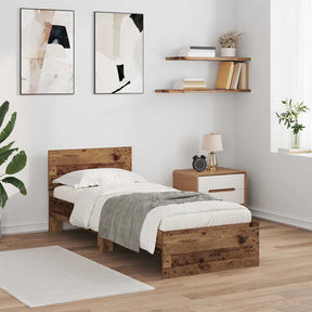Vidaxl bedframe met hoofdeinde oud hout 75 x 190 cm bewerkt hout