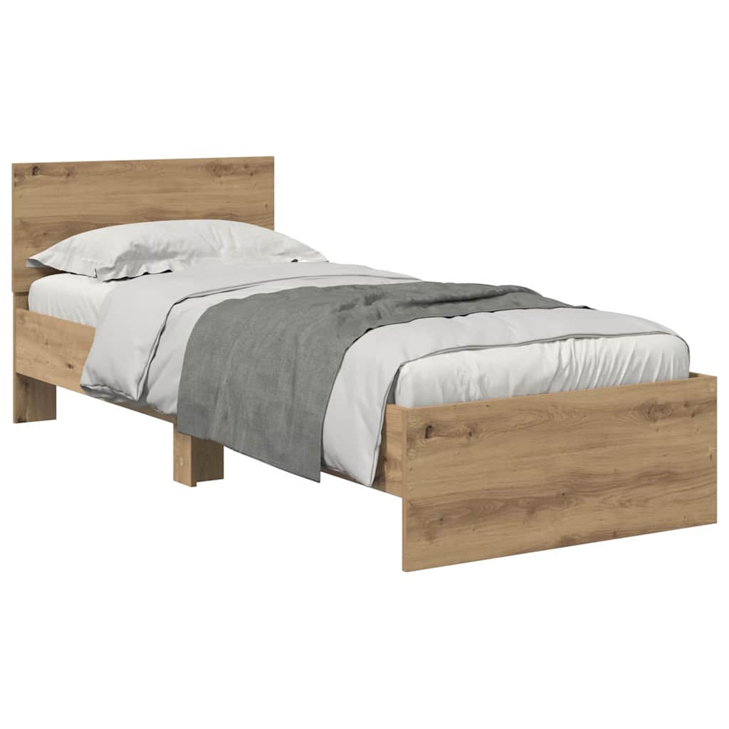 Vidaxl bedframe met hoofdeinde artisan eiken 75 x 190 cm bewerkt hout