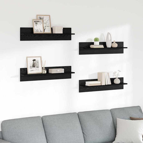 Vidaxl wandplanken 4 st zwart eiken 80 x 11,5 x 18 cm bewerkt hout