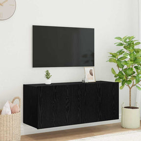 Vidaxl tv wandkast zwart eiken bewerkt hout