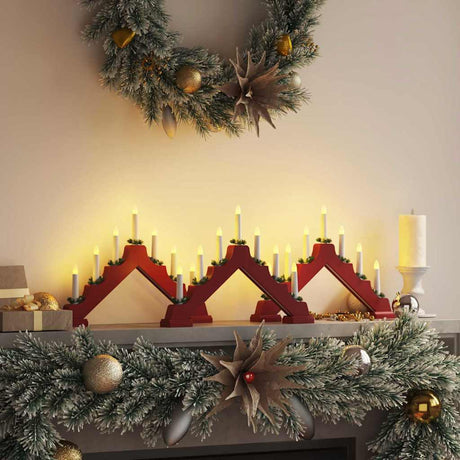 Vidaxl kerst kaars brug 3 st 7 led's warmwit 39.5 x 5 x 29 cm