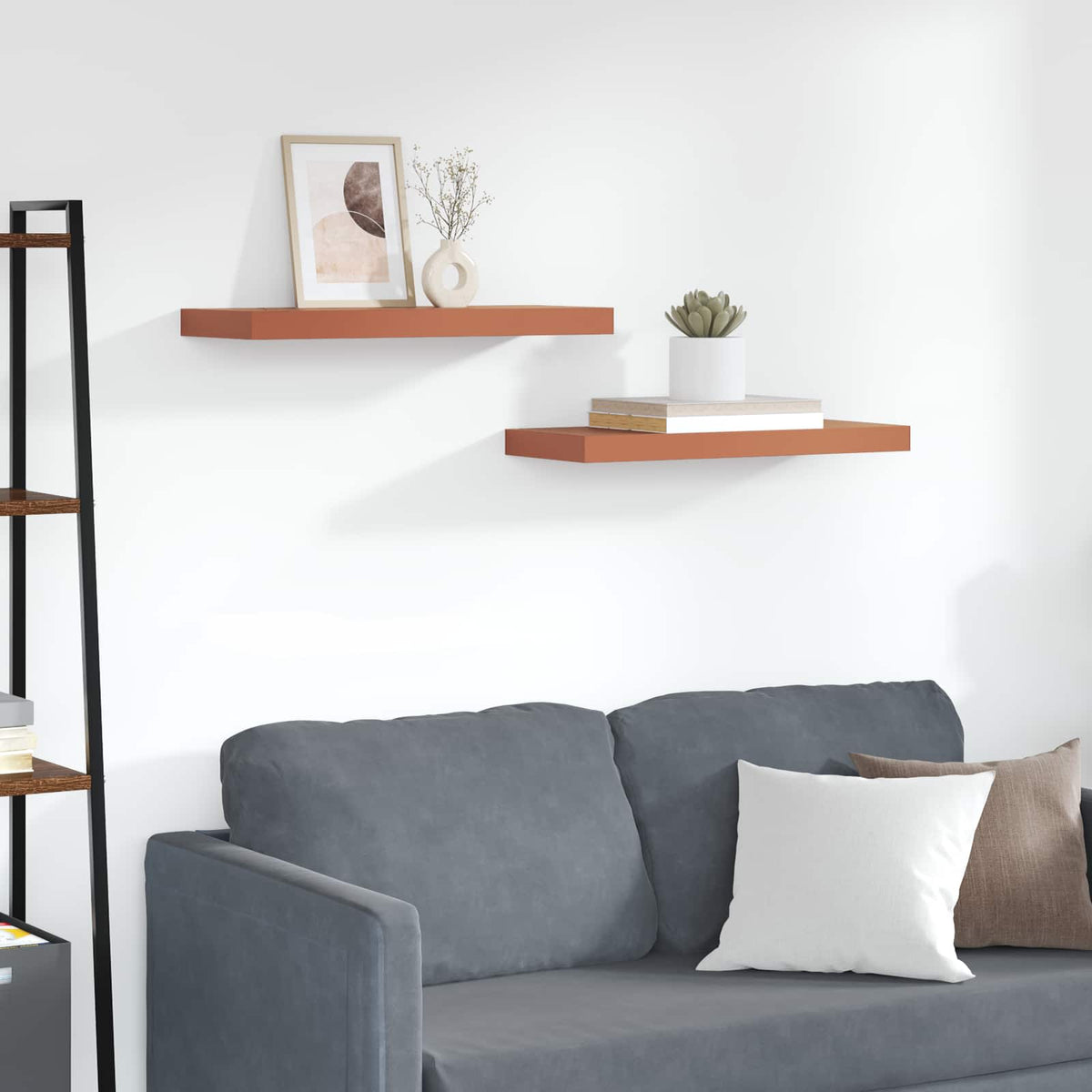 Vidaxl wandplank 2 st rood 60 x 23,5 x 3,8 cm bewerkt hout