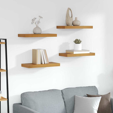 Vidaxl wandplank 4 st bruin 50 x 23,5 x 3,8 cm bewerkt hout