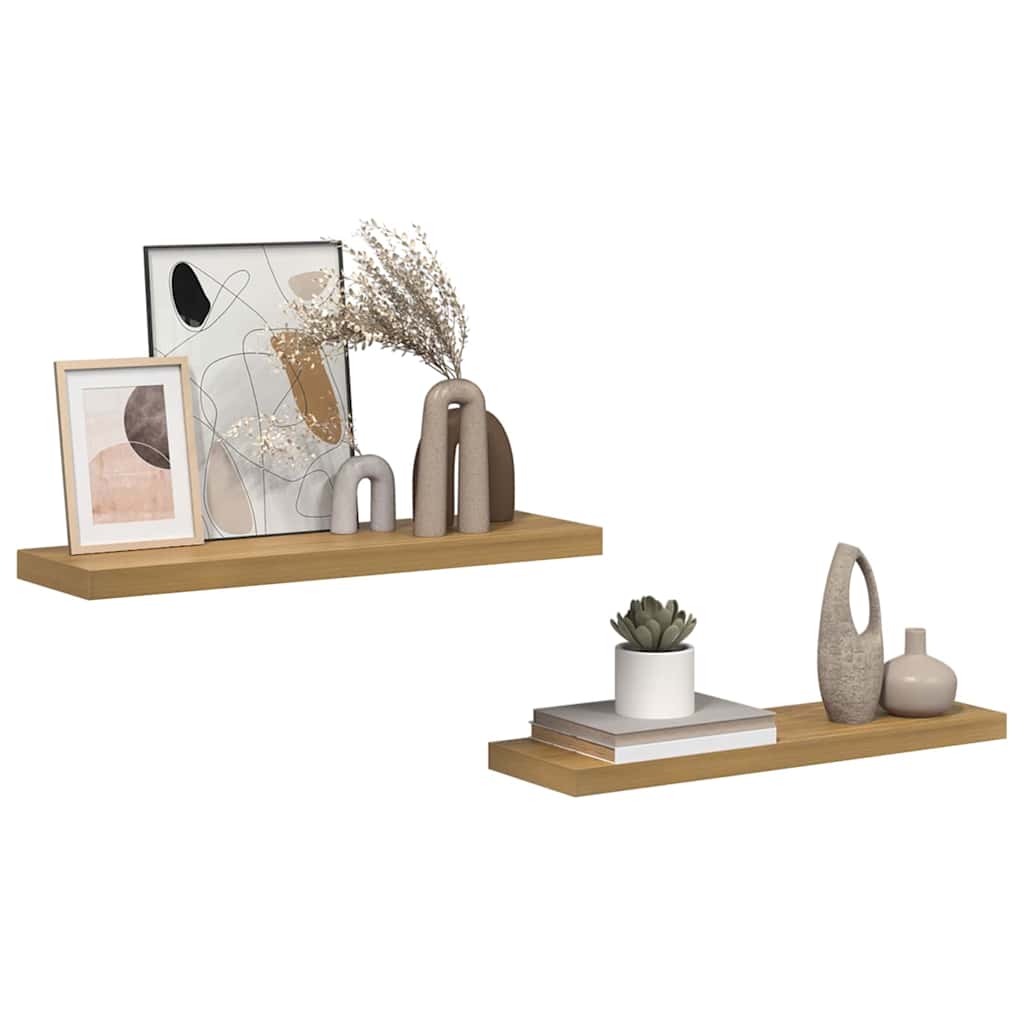 Vidaxl wandplank 2 st bruin 90 x 23,5 x 3,8 cm bewerkt hout