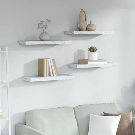 Vidaxl wandplank 4 st wit marmer 60 x 23,5 x 3,8 cm bewerkt hout