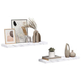Vidaxl wandplank 2 st wit marmer 90 x 23,5 x 3,8 cm bewerkt hout