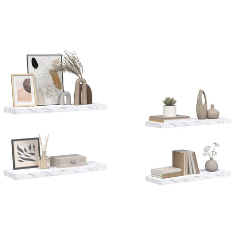 Vidaxl wandplank 4 st wit marmer 90 x 23,5 x 3,8 cm bewerkt hout