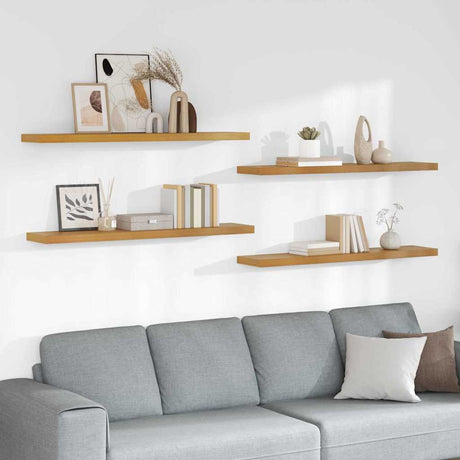 Vidaxl wandplank 4 st beige 120 x 23,5 x 3,8 cm bewerkt hout