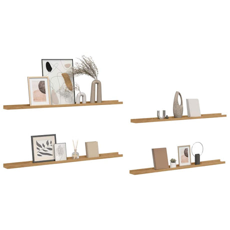 Vidaxl wandplank 4 st bruin 115 x 9 x 3 cm bewerkt hout