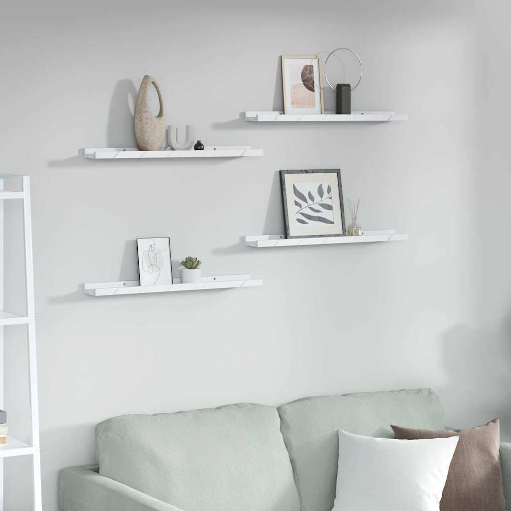Vidaxl wandplank 4 st wit marmer 60 x 9 x 3 cm bewerkt hout