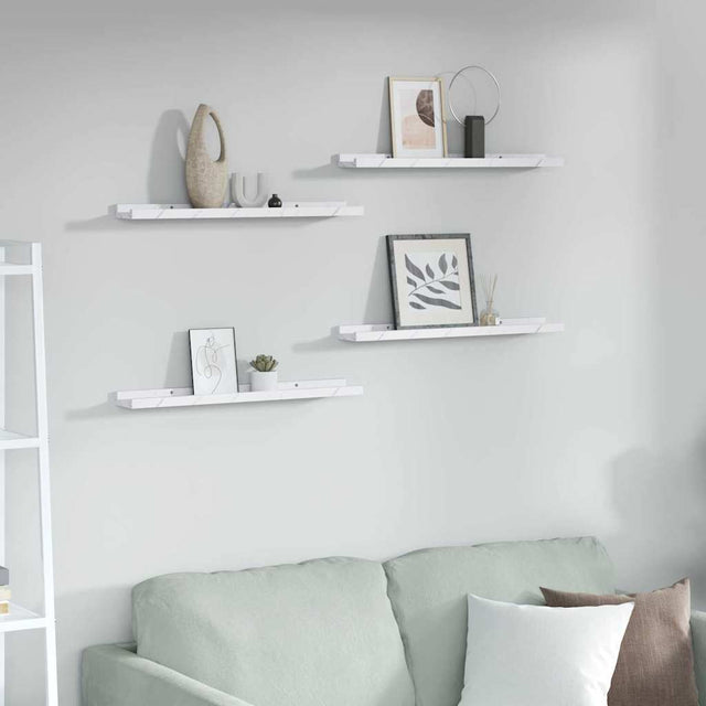 Vidaxl wandplank 4 st wit marmer 60 x 9 x 3 cm bewerkt hout