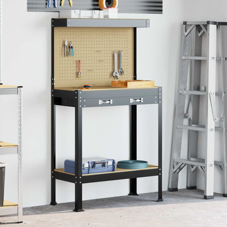 Vidaxl werkbank zwart 81 x 41 x 145 cm bewerkt hout en metaal