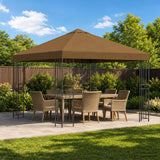 Vidaxl paviljoen 3 x 3 m taupe polyester en staal 190 gsm