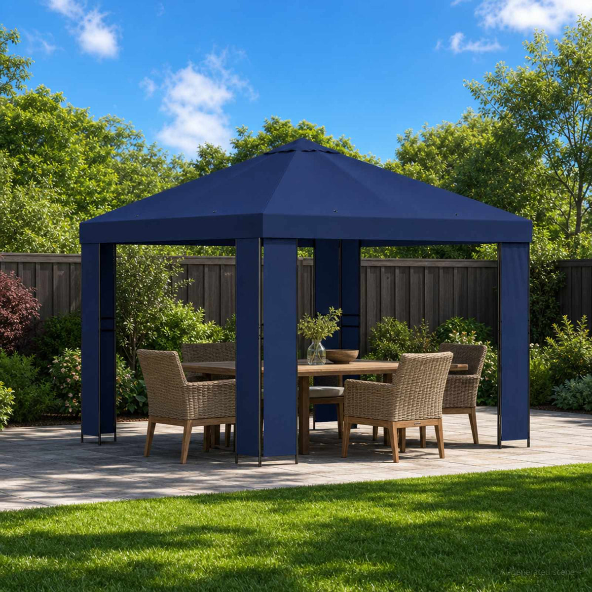 Vidaxl paviljoen 3 x 3 m blauw polyester en staal 190 gsm