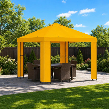 Vidaxl paviljoen 3 x 3 m geel polyester en staal 190 gsm
