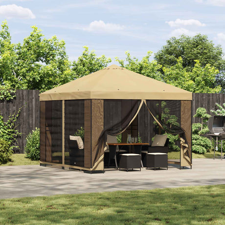 Vidaxl tuin gazebo met zijwanden 3 x 3 m crèmekleurig