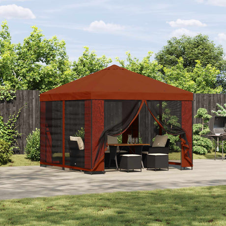 Vidaxl tuin gazebo met zijwanden 3 x 3 m terracotta polyester en staal