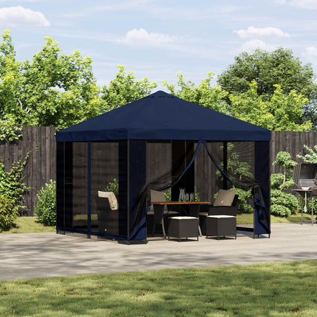 Vidaxl tuin gazebo met zijwanden 3 x 3 m blauw polyester en staal