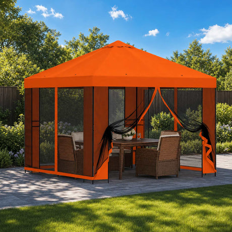 Vidaxl tuin gazebo met zijwanden 3 x 3 m oranje polyester en staal