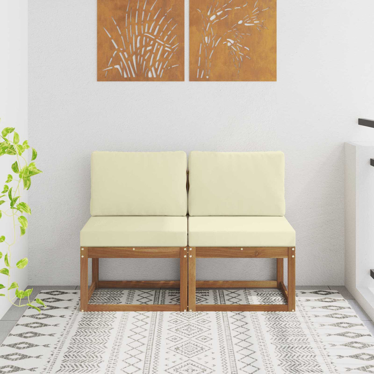 Vidaxl 2 stuk buiten midden sofa massief acaciahout
