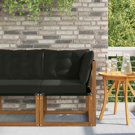 Vidaxl buiten hoek sofa massief acaciahout en textilene stof naturel