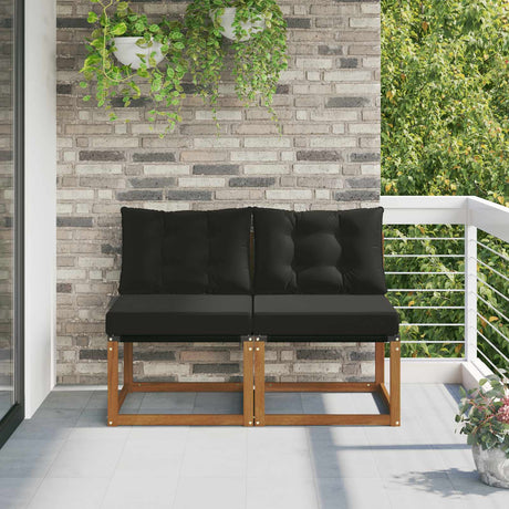 Vidaxl 2 st buitenzitmiddelsofa massief acaciahout en textilene stof