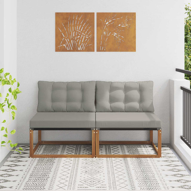 Vidaxl 2 st buiten midden sofa massief acaciahout naturel
