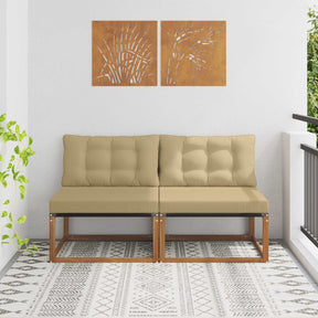 Vidaxl 2 st buiten midden sofa massief acaciahout naturel