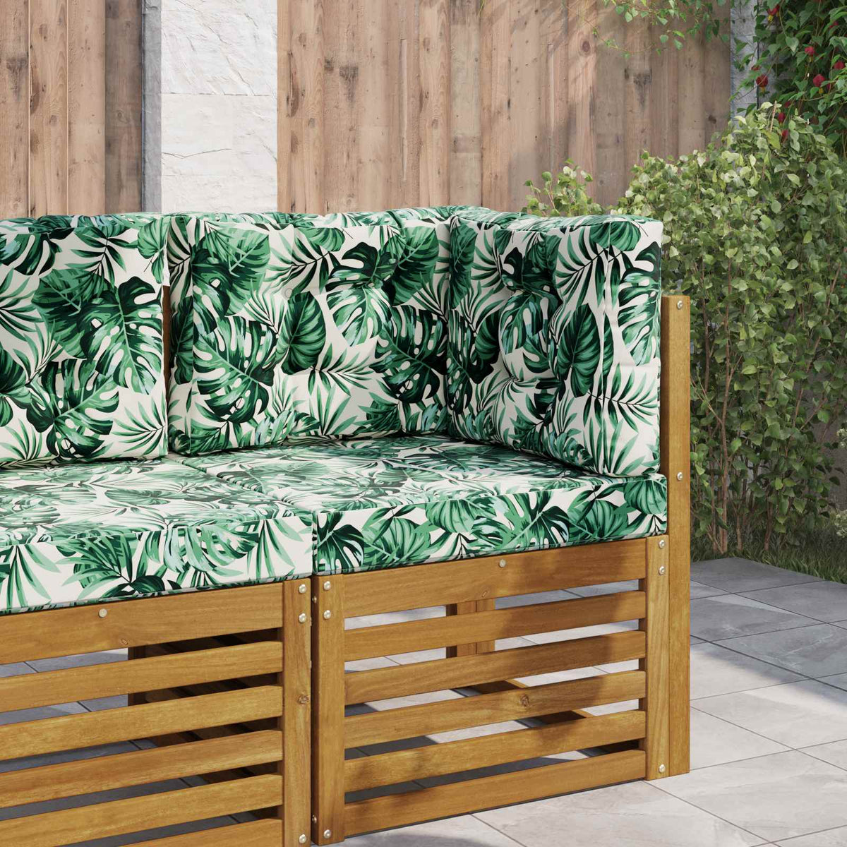 Vidaxl buiten bankkussen polyester bladpatroon 60 x 60 cm bladpatroon