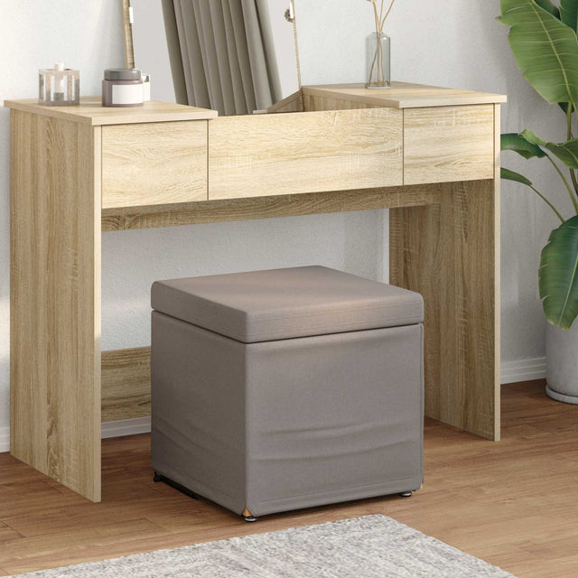 Vidaxl kruk taupe 41 x 41 x 40 cm stof en geëngineerd hout